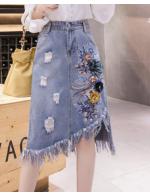 พรีออเดอร์ กระโปรงสั้น กระโปรงยีนส์สวย ๆ แฟชั่นเกาหลี เสื้อผ้าแฟชั่น ปักดอกไม้ใหญ่ สุดเก๋ สี ยีนส์ พรีออเดอร์ กระโปรงสั้น กระโปรงยีนส์สวย ๆ แฟชั่นเกาหลี เสื้อผ้าแฟชั่น ปักดอกไม้ใหญ่ สุดเก๋ สี ยีนส์