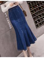 พรีออเดอร์ กระโปรงยีนส์ ทรงหางปลา เสื้อผ้าแฟชั่น กระโปรงยาว สียีนส์เข้ม พรีออเดอร์ กระโปรงยีนส์ ทรงหางปลา เสื้อผ้าแฟชั่น กระโปรงยาว สียีนส์เข้ม