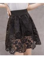 พรีออเดอร์ กระโปรงสั้น กระโปรงทำงาน ฉะลุลายดอกไม้รอบตัว สี ดำ เอวยืด พรีออเดอร์ กระโปรงสั้น กระโปรงทำงาน ฉะลุลายดอกไม้รอบตัว สี ดำ เอวยืด