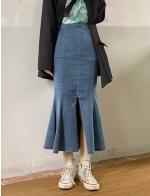 พรีออเดอร์ กระโปรงยาว ทรงหางปลา ยีนส์ยาว ผ้ายืดหยุ่น สไตลเกาหลี สี ยีนส์ และสีดำ พรีออเดอร์ กระโปรงยาว ทรงหางปลา ยีนส์ยาว ผ้ายืดหยุ่น สไตลเกาหลี สี ยีนส์ และสีดำ